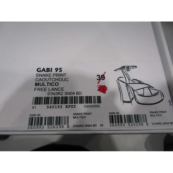 NWT FREE LANCE Freelance Gabi 95 Heeled sandal cross straps Snake print leather - Picture 12 of 12